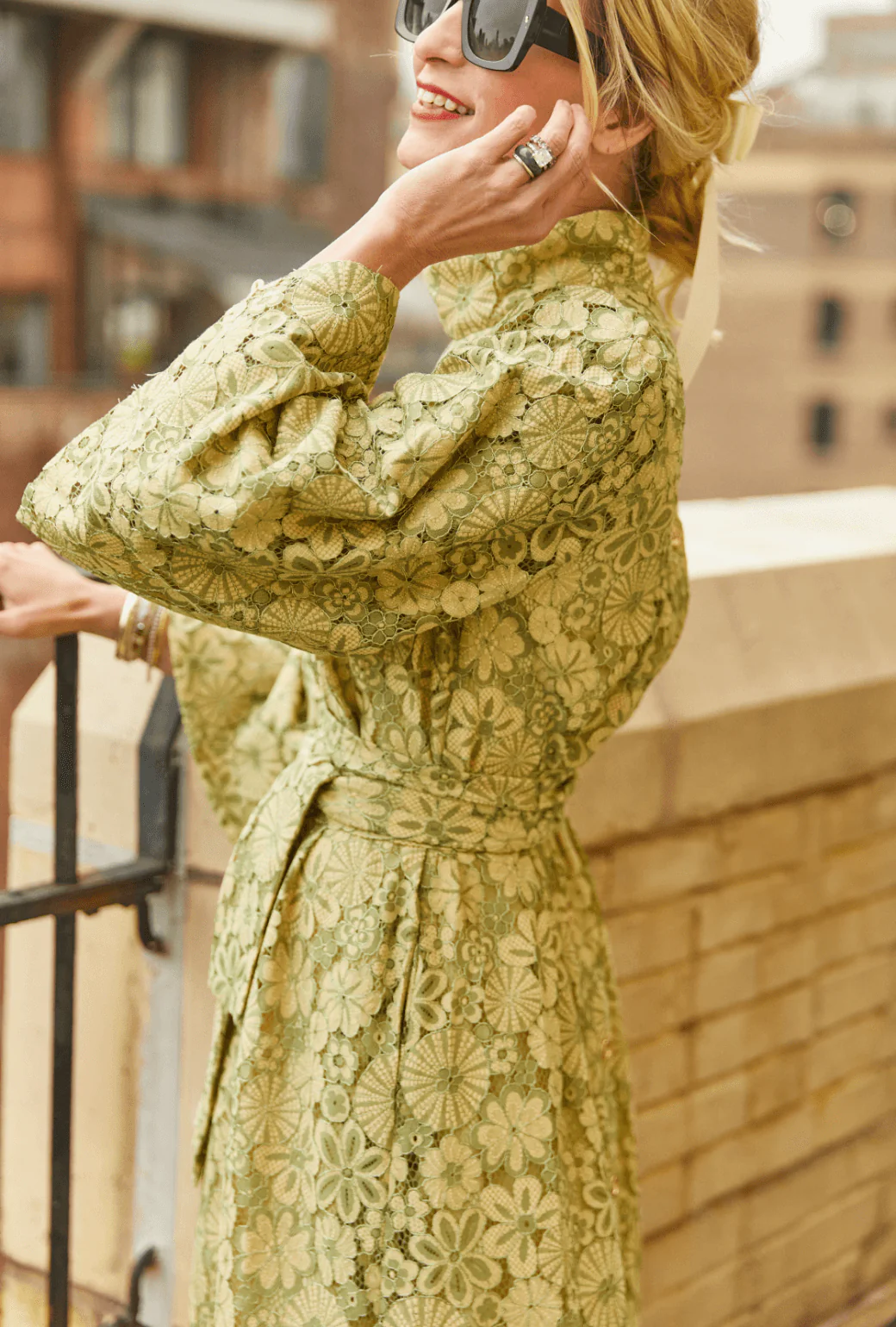 Bell Sleeve Maxi Mod Dress - Mint Lace - Image 5