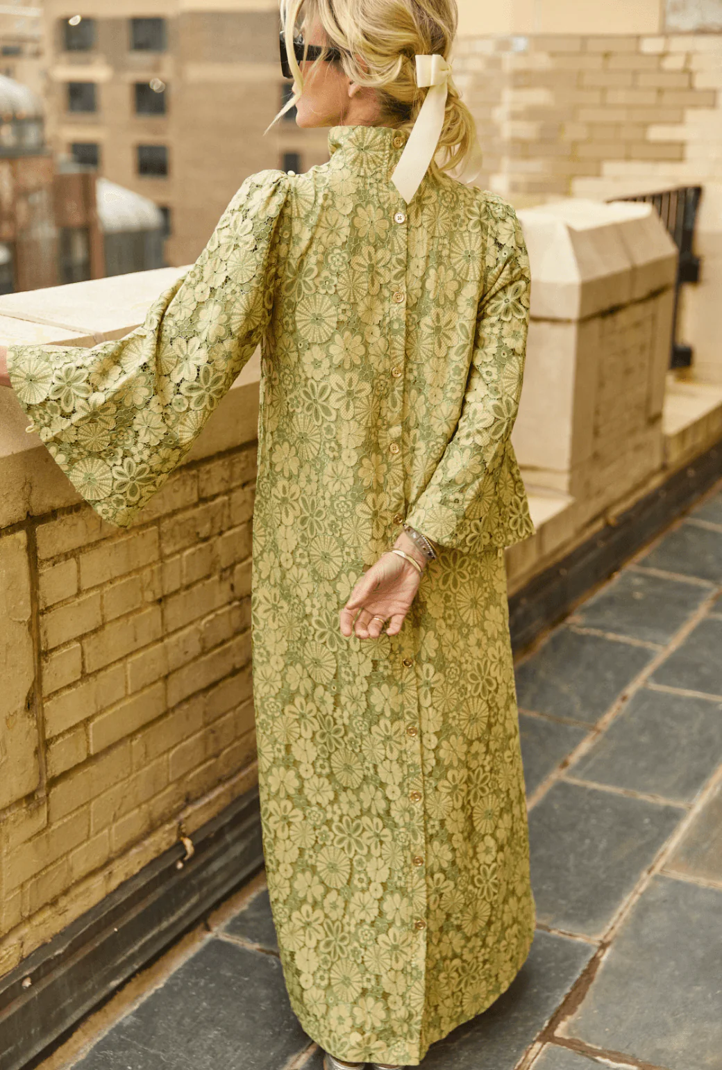 Bell Sleeve Maxi Mod Dress - Mint Lace - Image 7