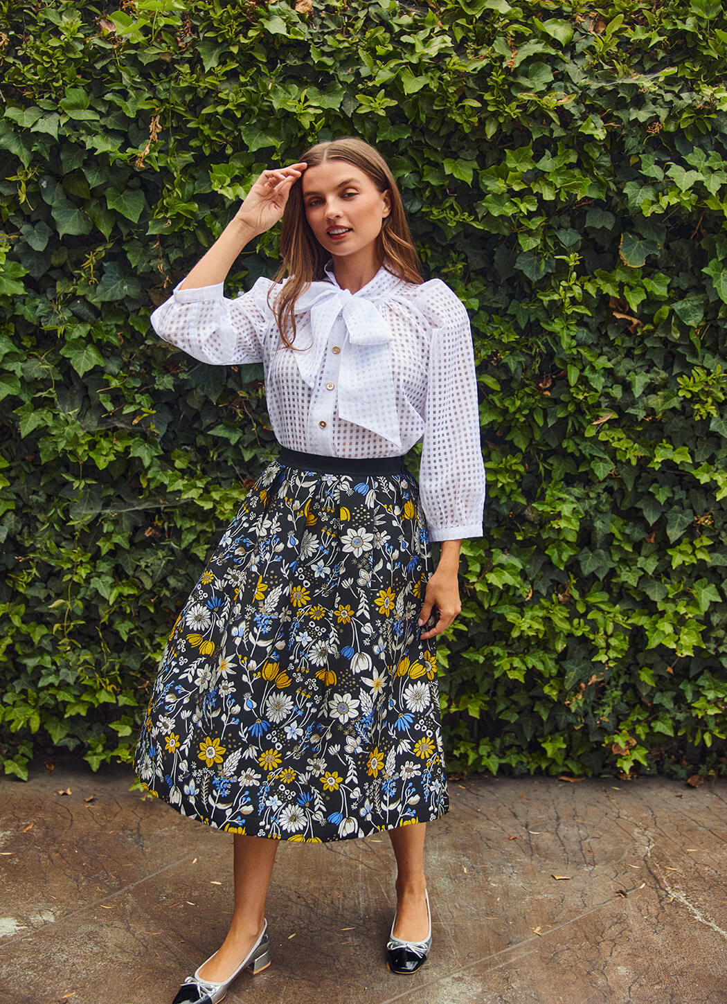 Big Bow Blouse - White Sheer Gingham - Image 6
