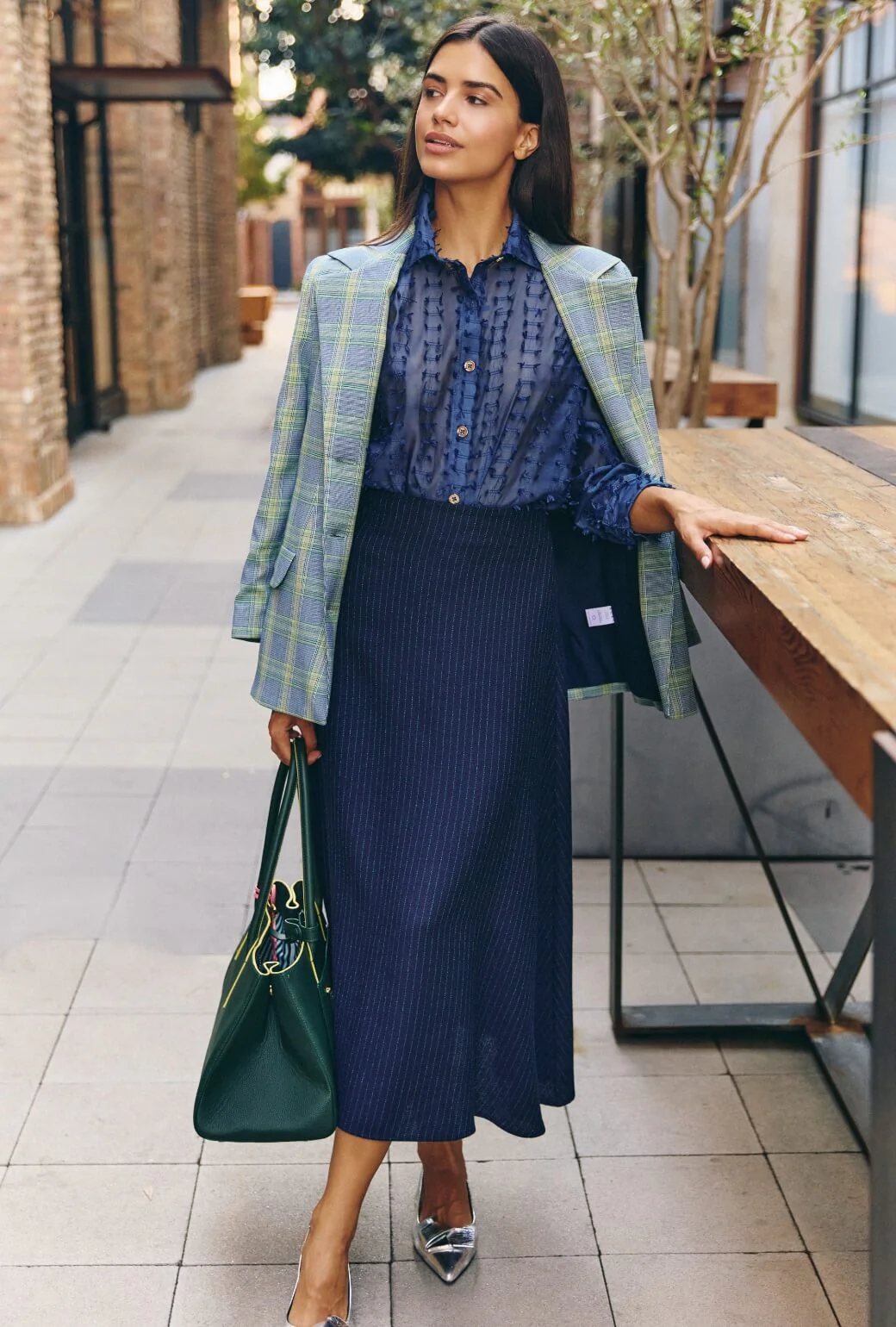 Boyfriend Blazer - Blue & Green Plaid - Image 7