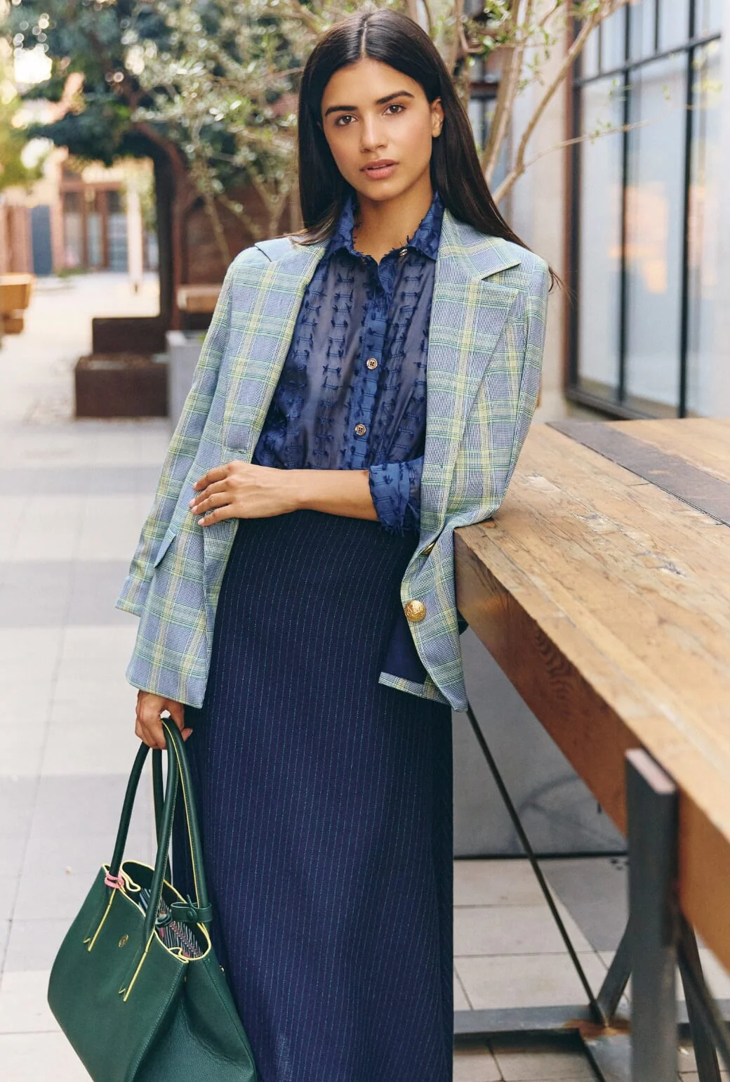 Boyfriend Blazer - Blue & Green Plaid - Image 8