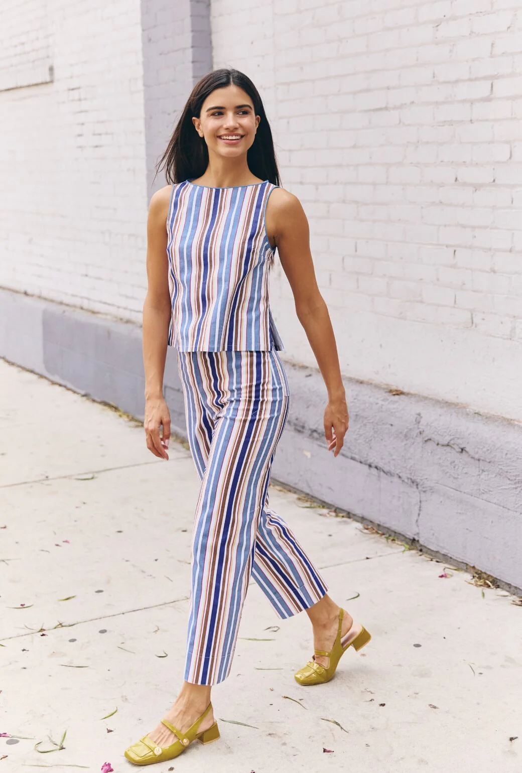 The Farrow Top - Brown Stripe Twill - Image 3