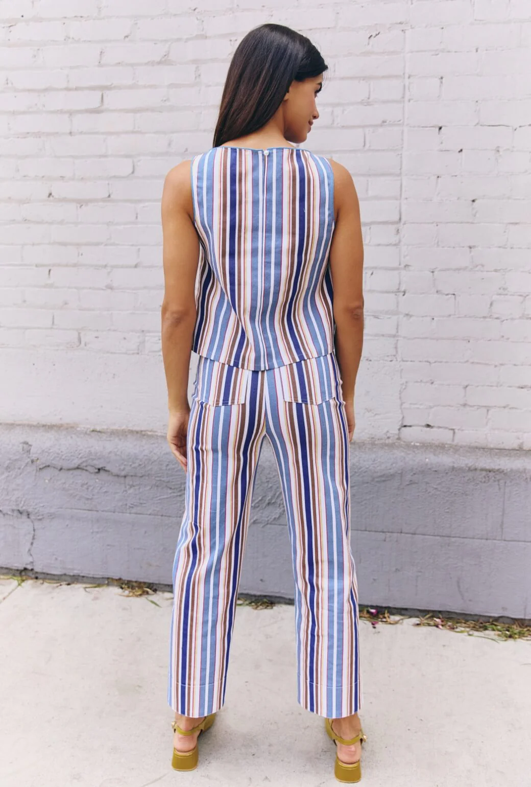 The Farrow Top - Brown Stripe Twill - Image 4