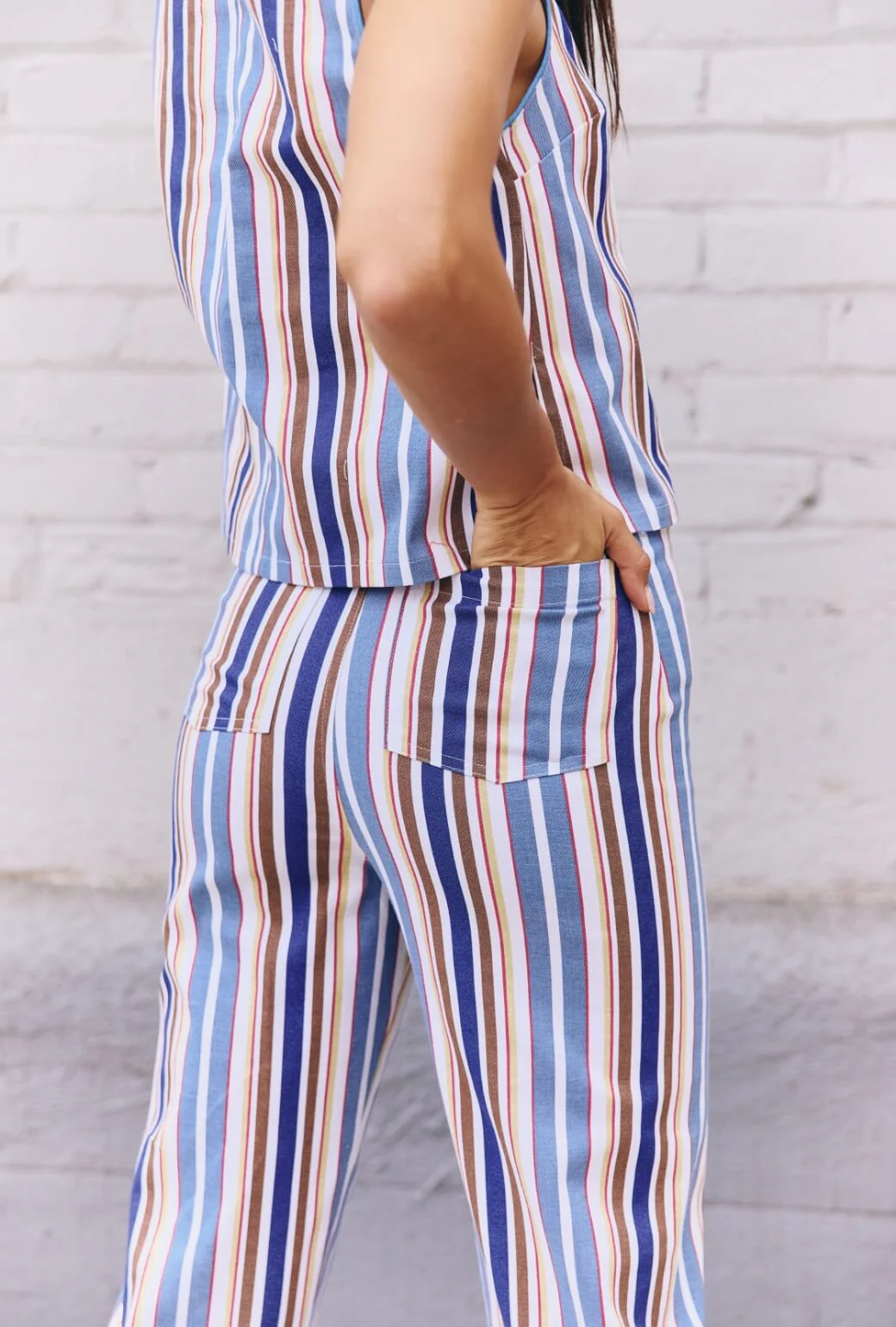 The Charlie Pant - Brown Stripe Twill