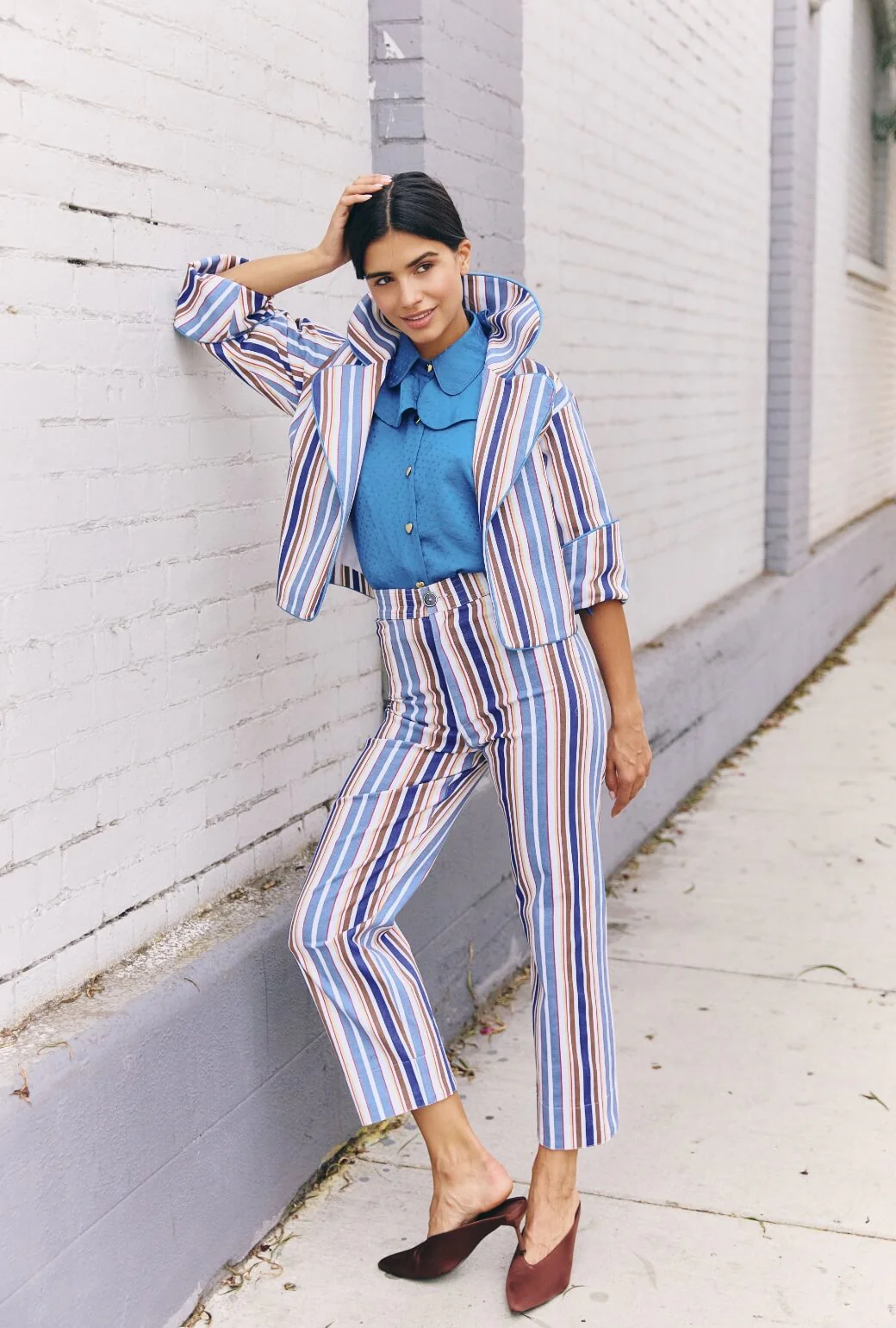 The Charlie Pant - Brown Stripe Twill - Image 7