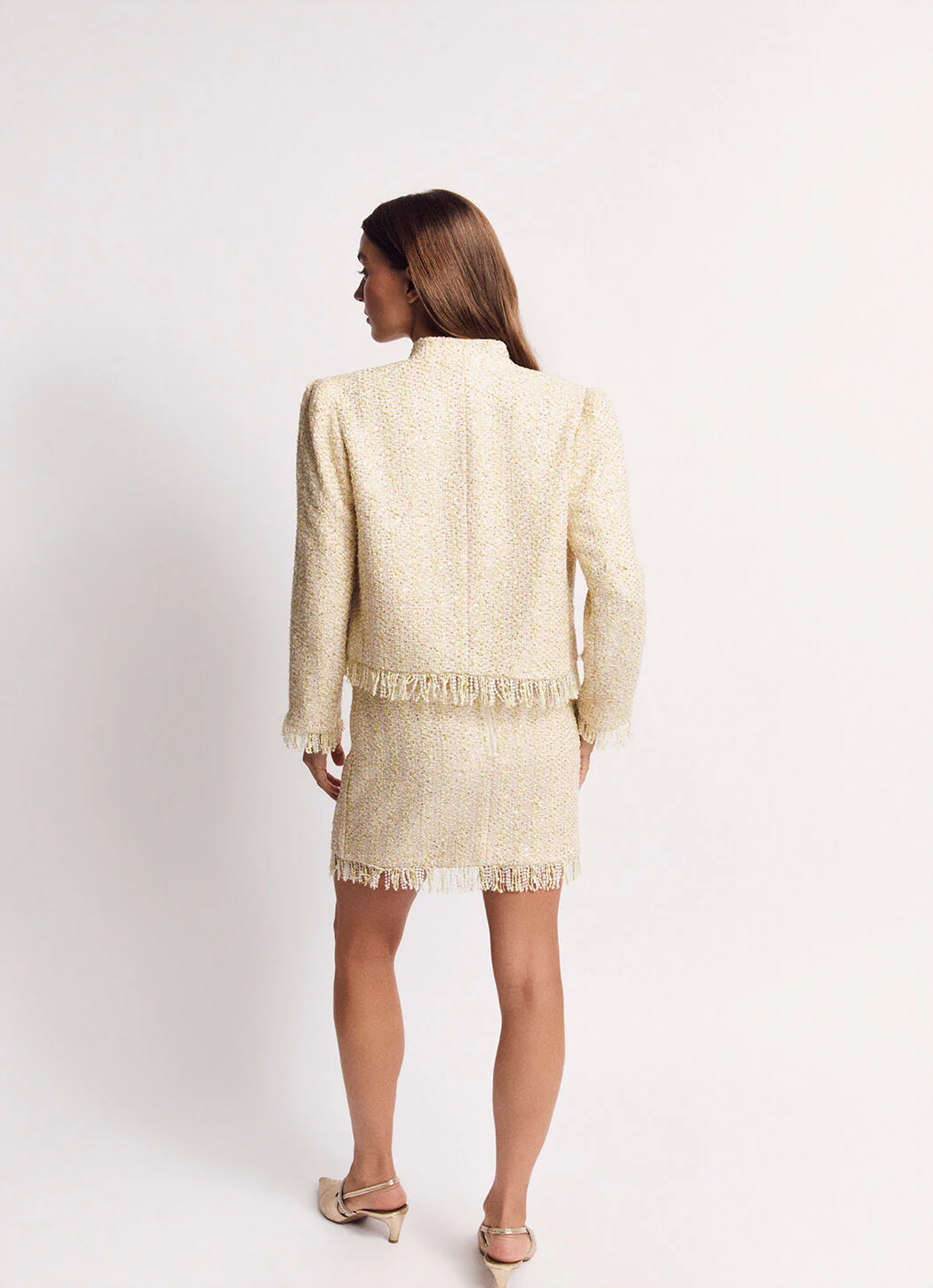 Fringed Mona Lee Blazer - Ivory Twinkle Tweed - Image 5