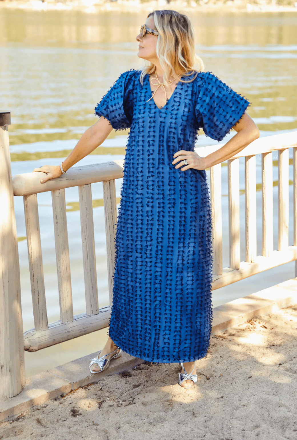 Le V Kaftan - Navy Bows