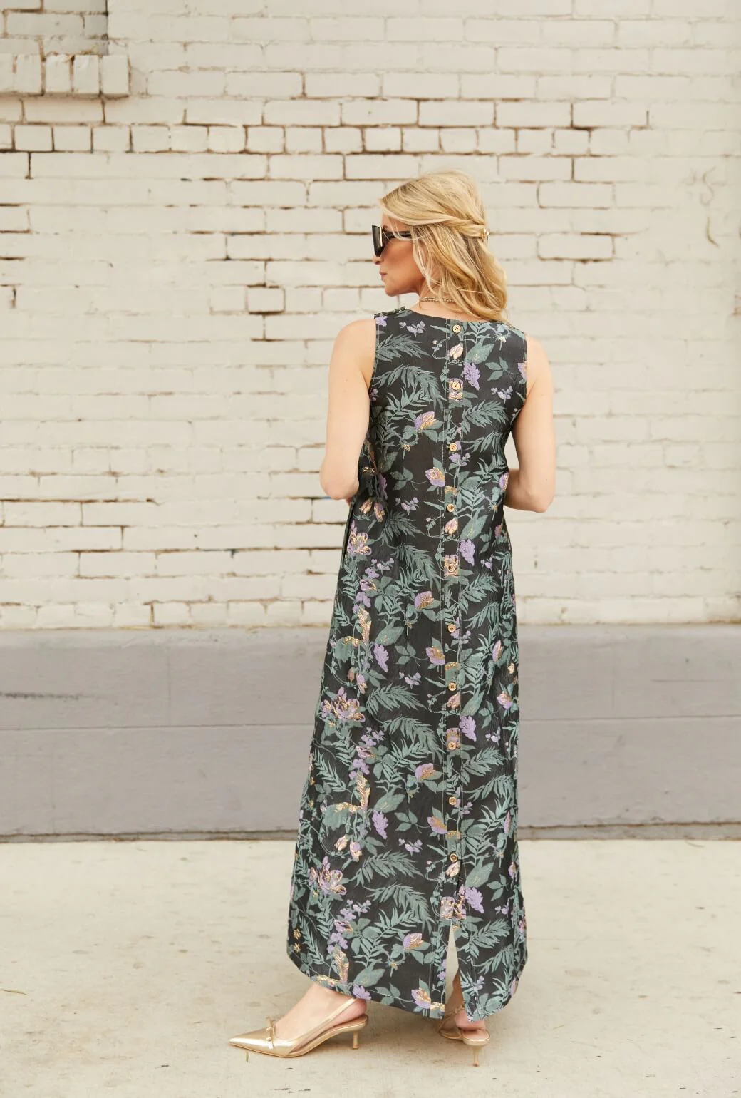 Le V Gown - Sage & Lilac Brocade - Image 2