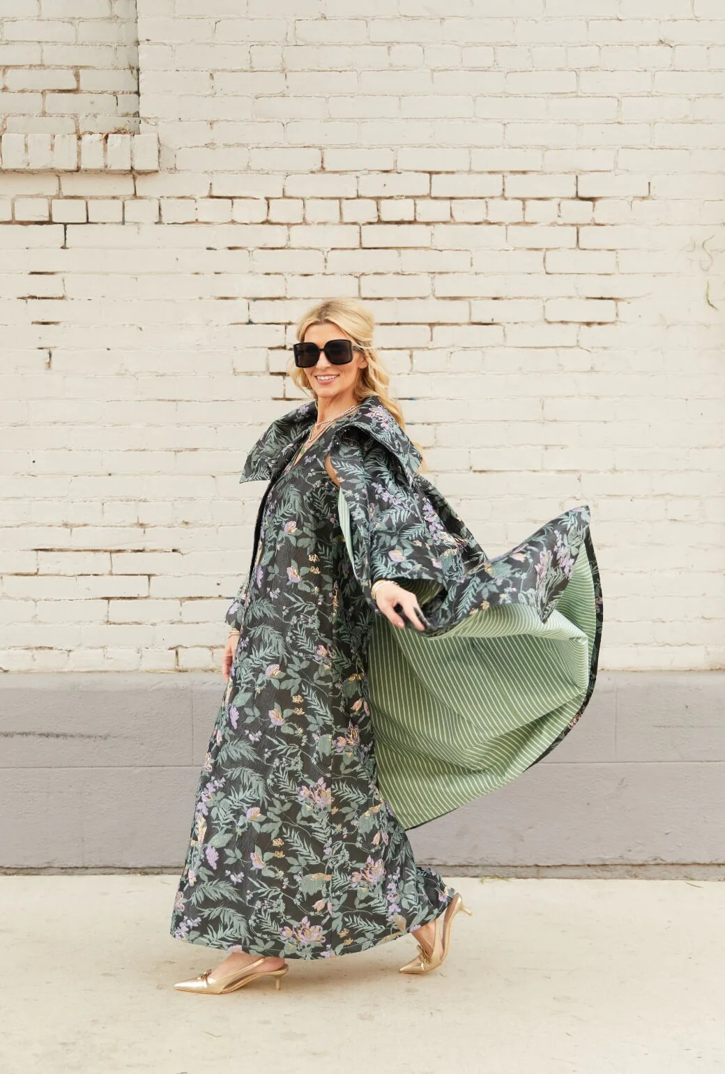 Le V Gown - Sage & Lilac Brocade - Image 8