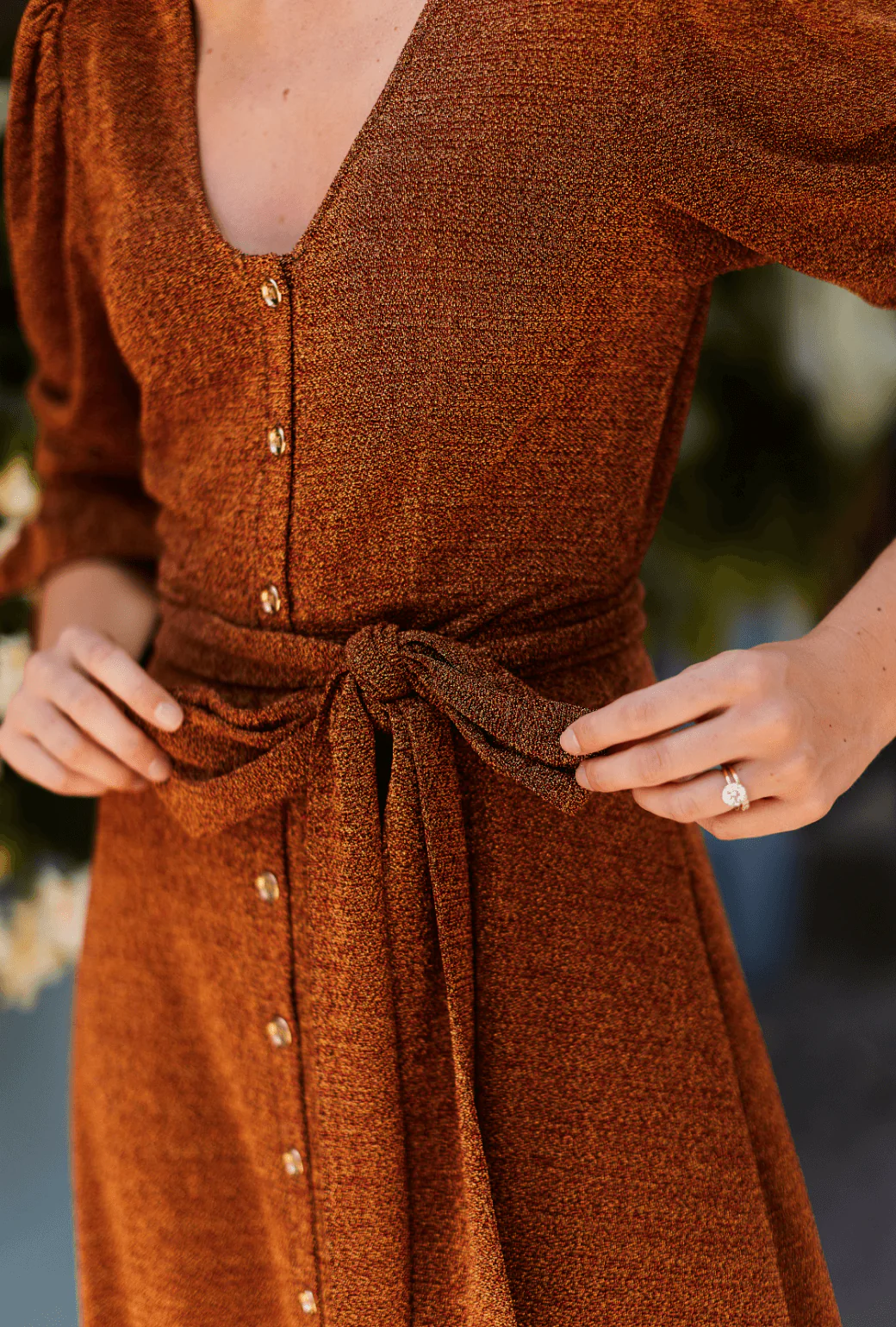 Long Sleeve Day Gown - MIDI - Rust Shimmer - Image 2