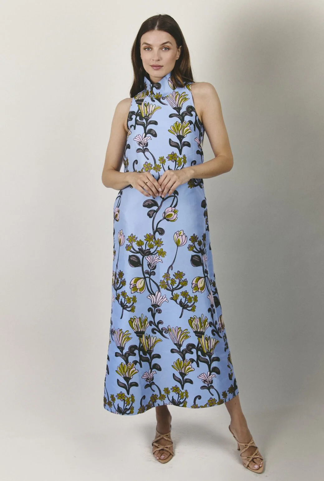 Maxi Mod Dress - Powder Blue Vines - Image 3