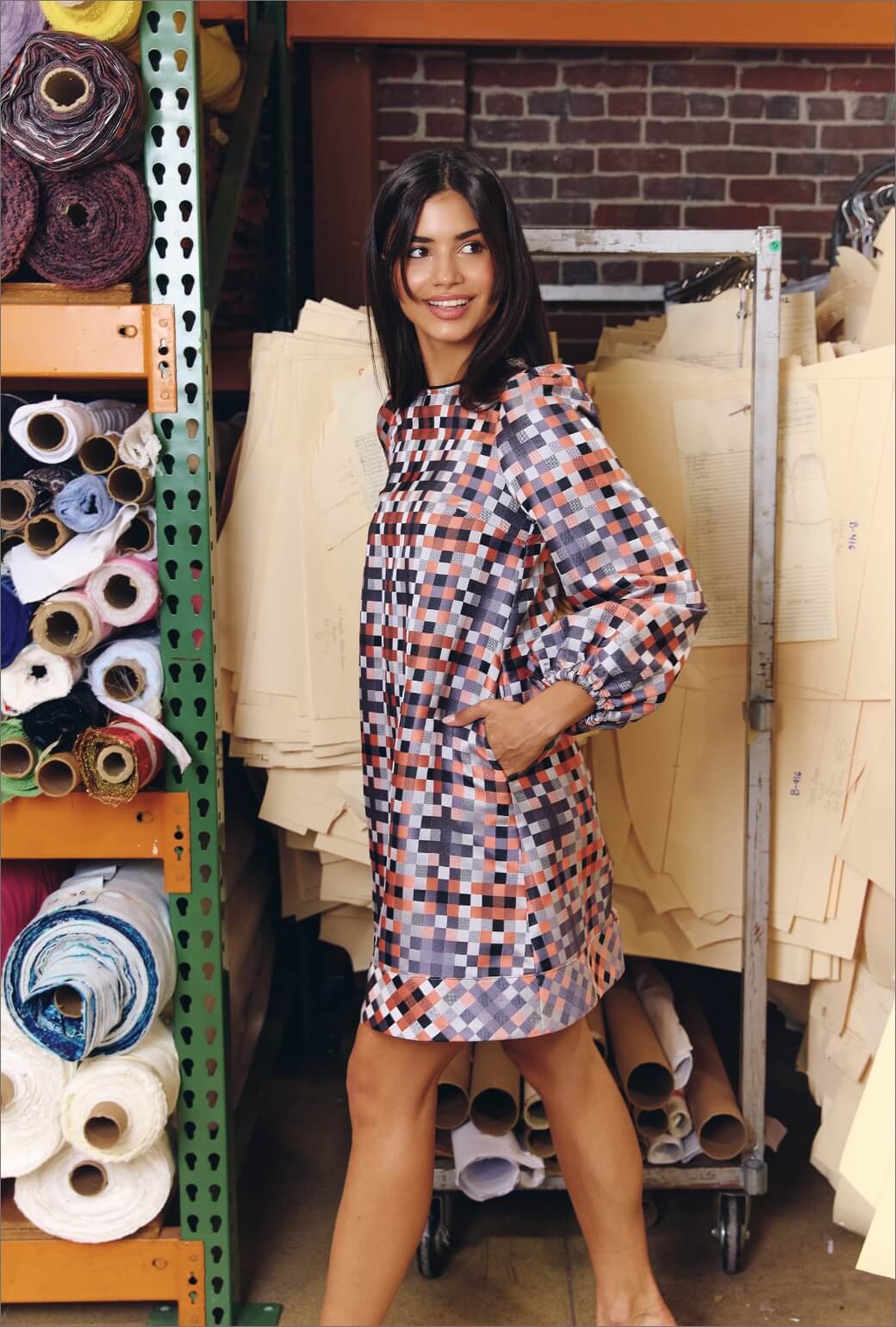 Puff Sleeve Party Dress MINI - Patchwork Brocade - Image 4