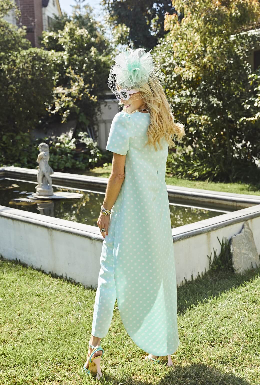 Run for the Roses Cropped Cigar Pant - Aqua Dot - Image 5