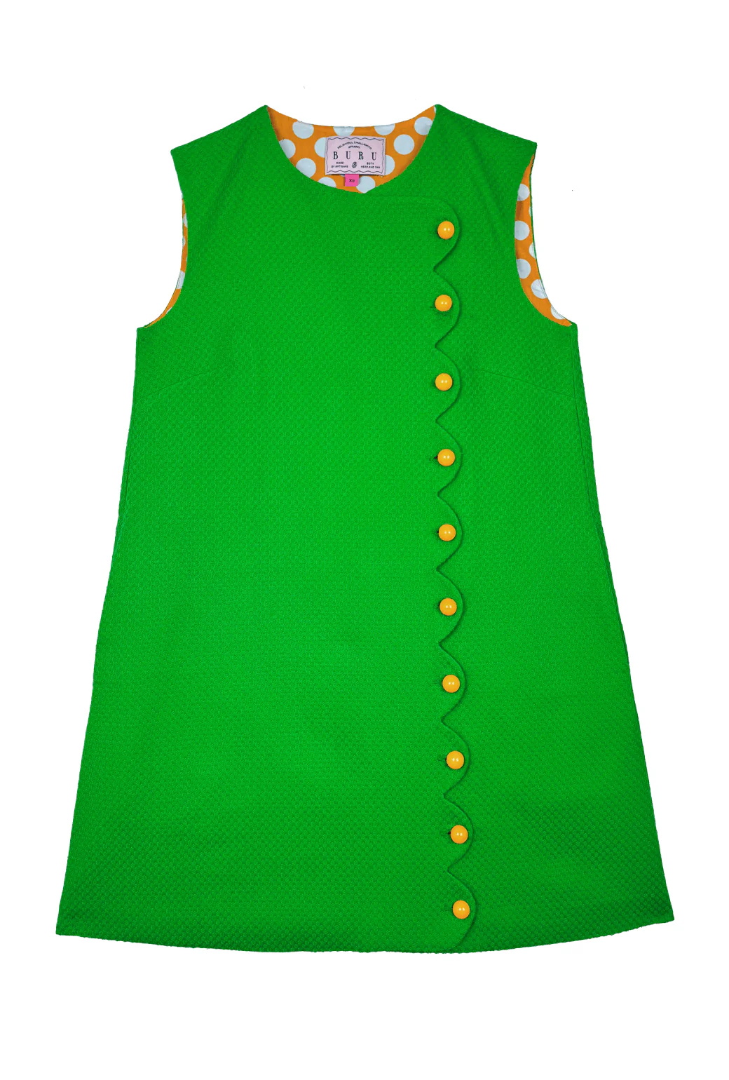 Scallop Shift Dress - Kelly Green - Image 4