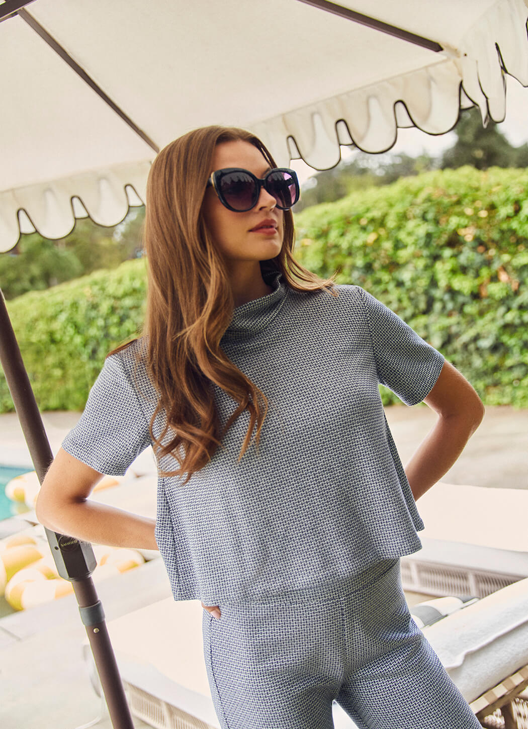 Short Sleeve Mod Top - Navy Knit - Image 2