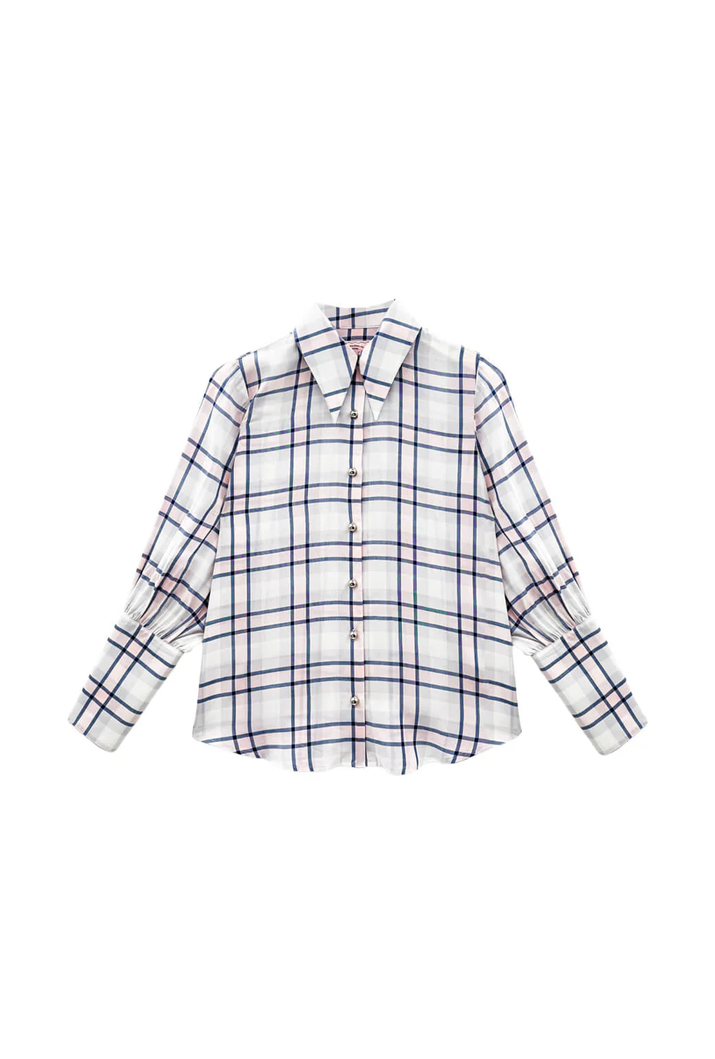 Skipper Blouse - Navy & Blush Plaid - Image 3