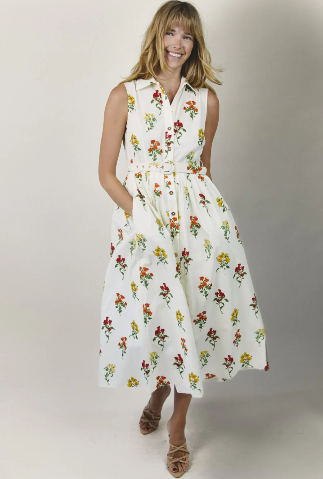 Sleeveless Shirtdress MIDI - Knockout Rose - Image 4