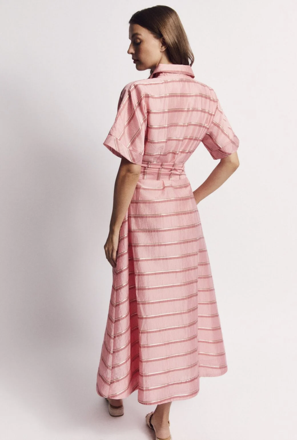 The Donna Day Gown - Pink Shimmer Stripe - Image 11