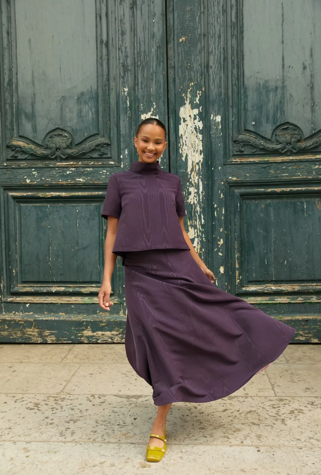 The Laura Skirt - Eggplant Moiré - Image 6