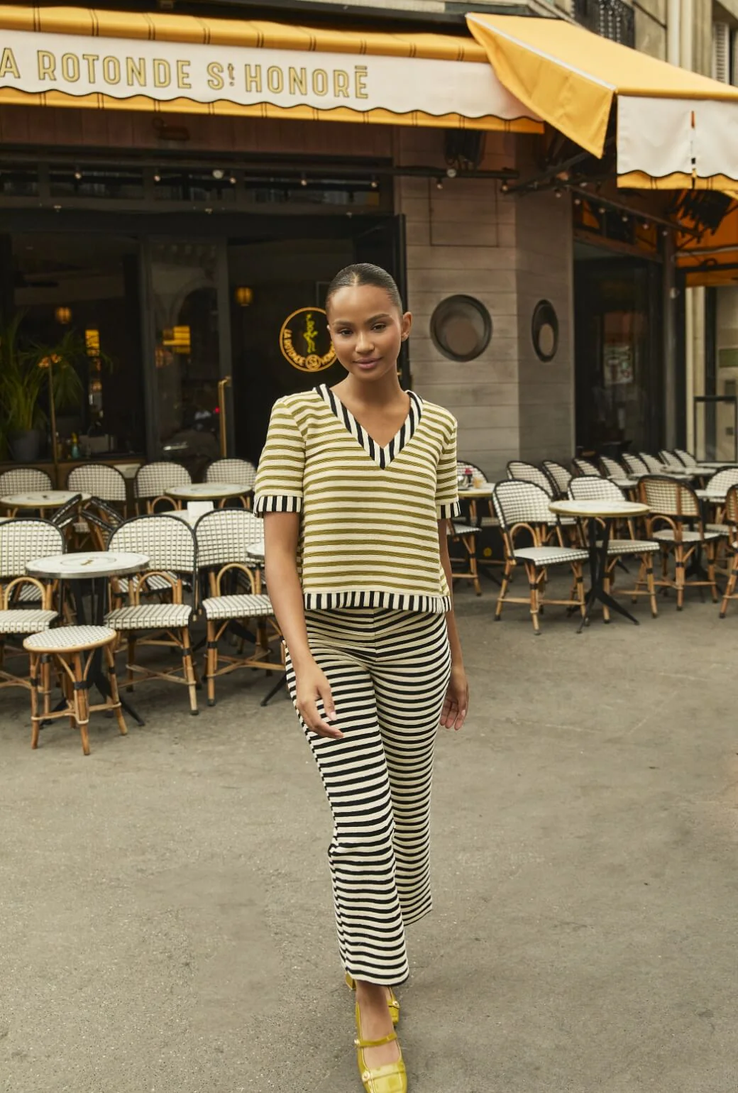 The Onasis Top - Moss & Black Striped Terry - Image 2
