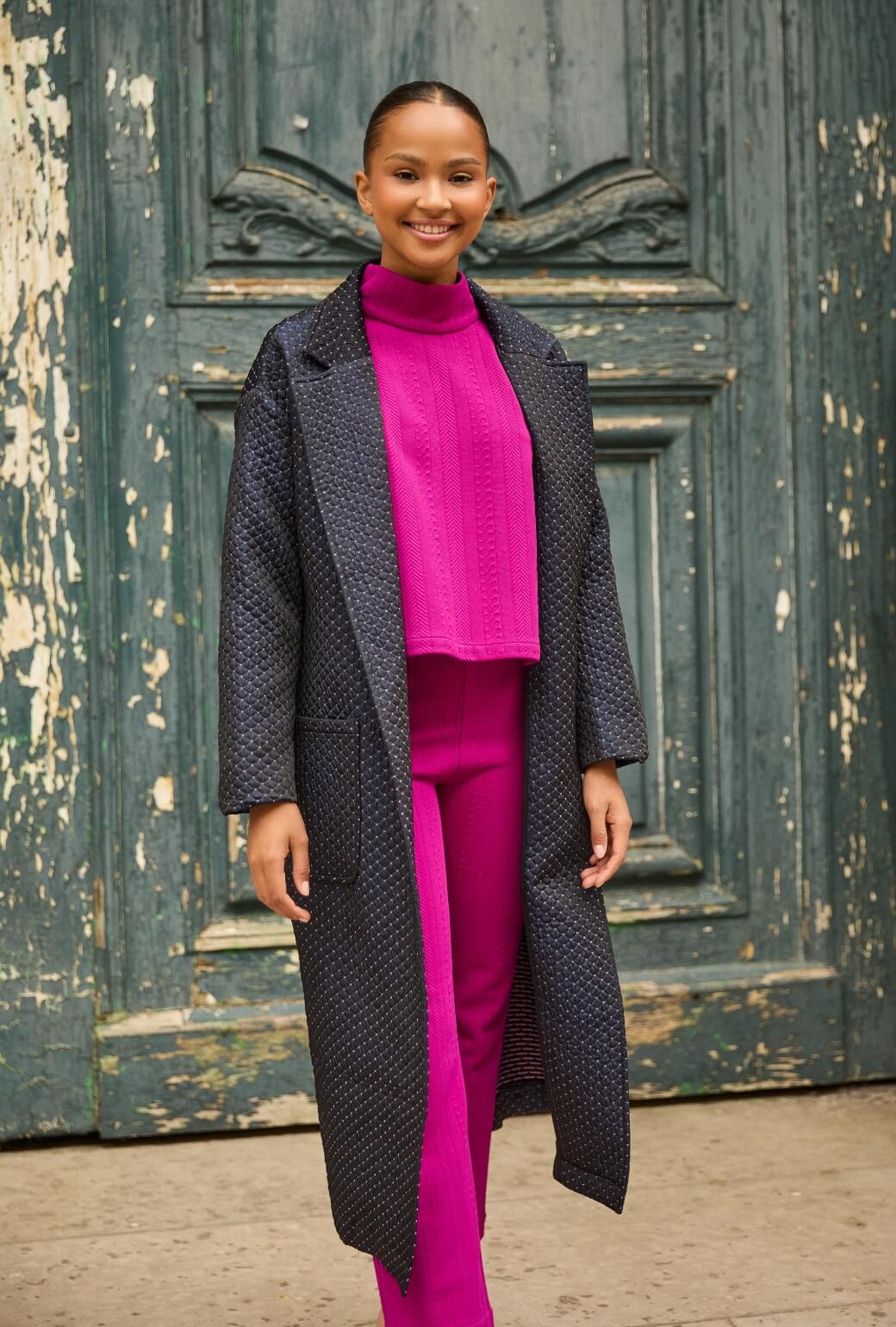 The Paley Pant - Fuchsia Cable-knit - Image 4