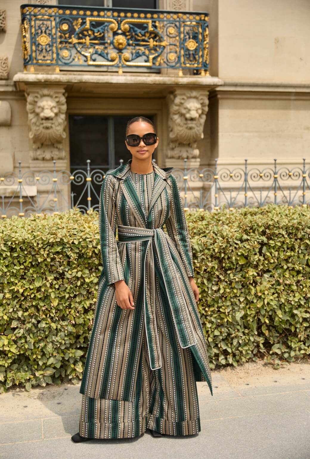 The Royale Jumpsuit - Green Embroidered Silk - Image 7