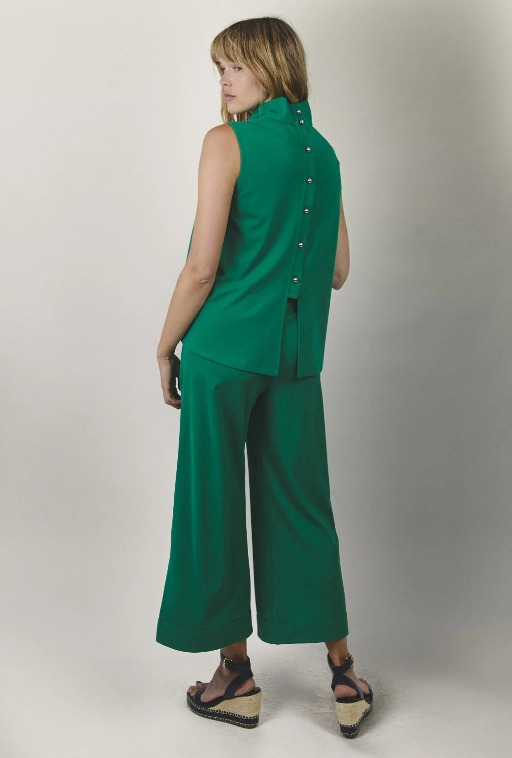 Wide Leg Knit Trouser - Kelly Green Knit - Image 3